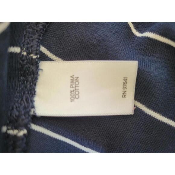 J. Jill large blue with white stripes 3/4 sleeve v neck tee shirt - Picture 4 of 5